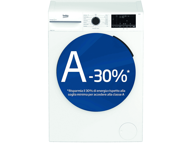 BEKO BMW89DB IT LAVATRICE, Caricamento frontale, 8 kg, 15 programmi, Profondità 54,6 cm, Giri 1400 rpm, BIANCO, livello rumorosità centrifuga 72 dB(A), Classe A