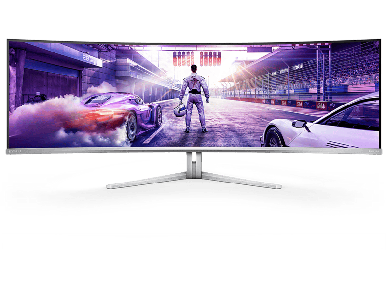 PHILIPS 49M2C8900L/00 48,9 Zoll Curved Gaming Monitor, DQHD, 0,03 ms Reaktionszeit, 250 cd/m², 144 Hz, Weiß