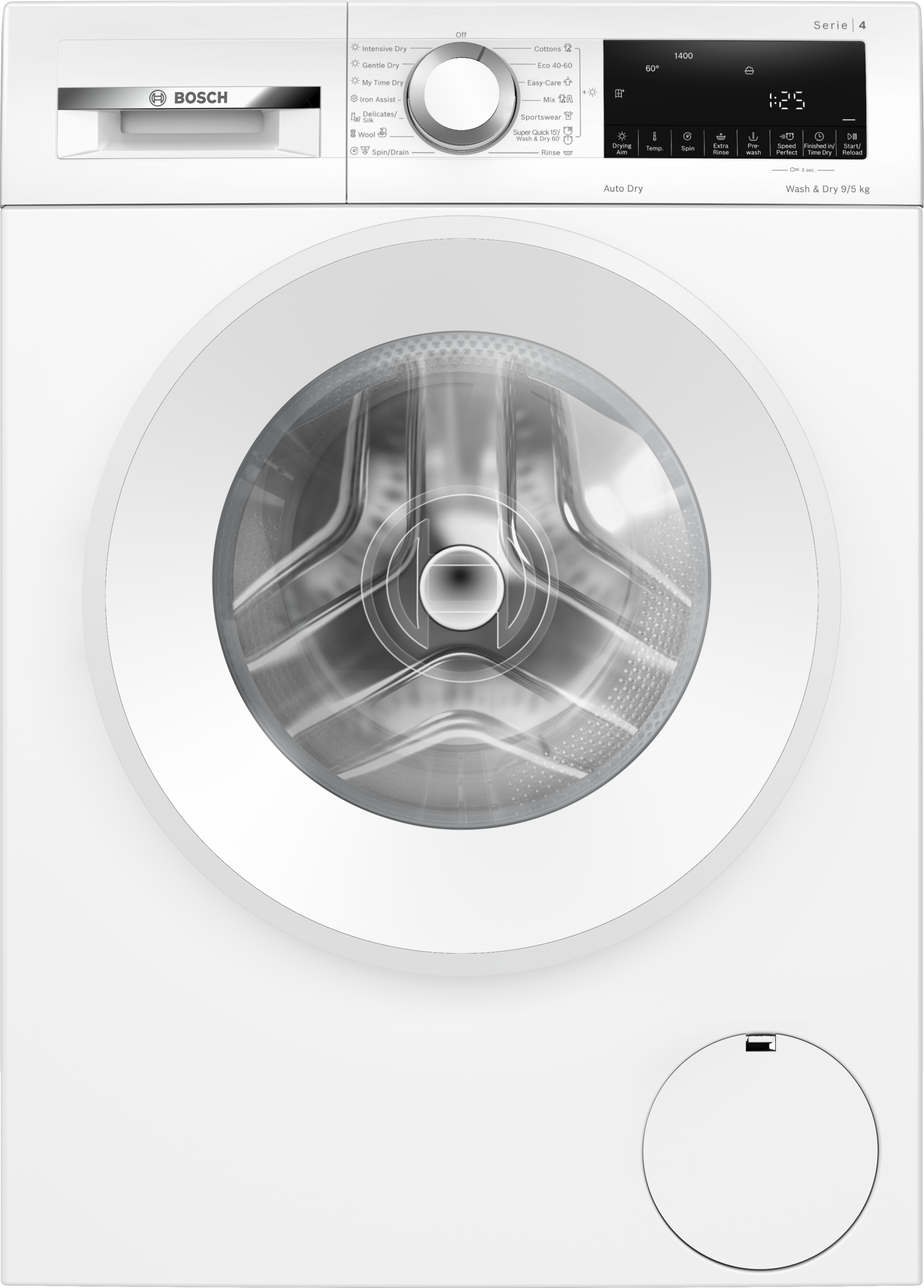 BOSCH WNA14401BY Mosó- és szárítógép, Serie4, IronAssist gőzprogram, 9kg mosás, 5kg szárítás, 1400 ford/perc