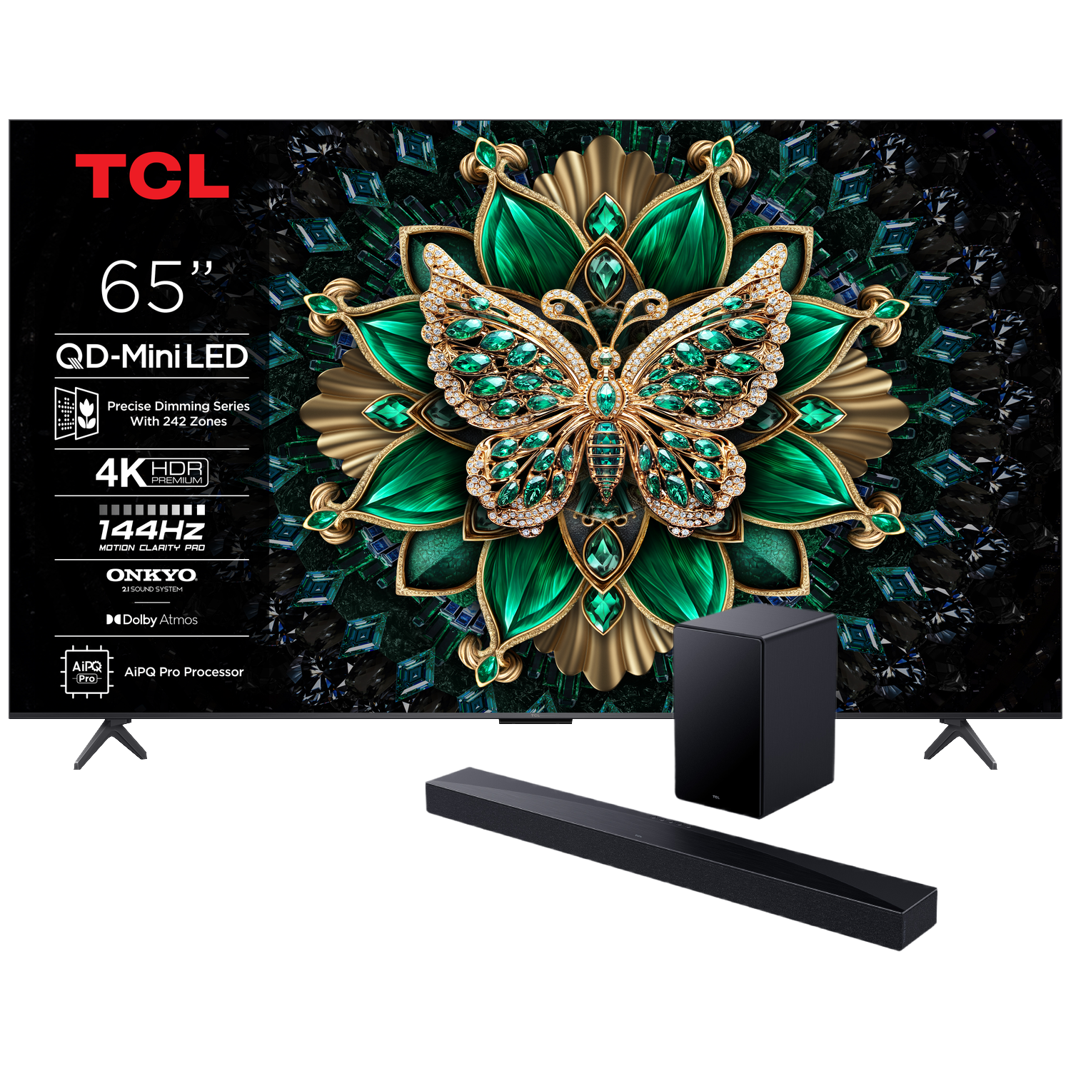 Tcl 65c6k Qd-miniled Google Tv 65" + Q65h Soundbar Tv-bundel