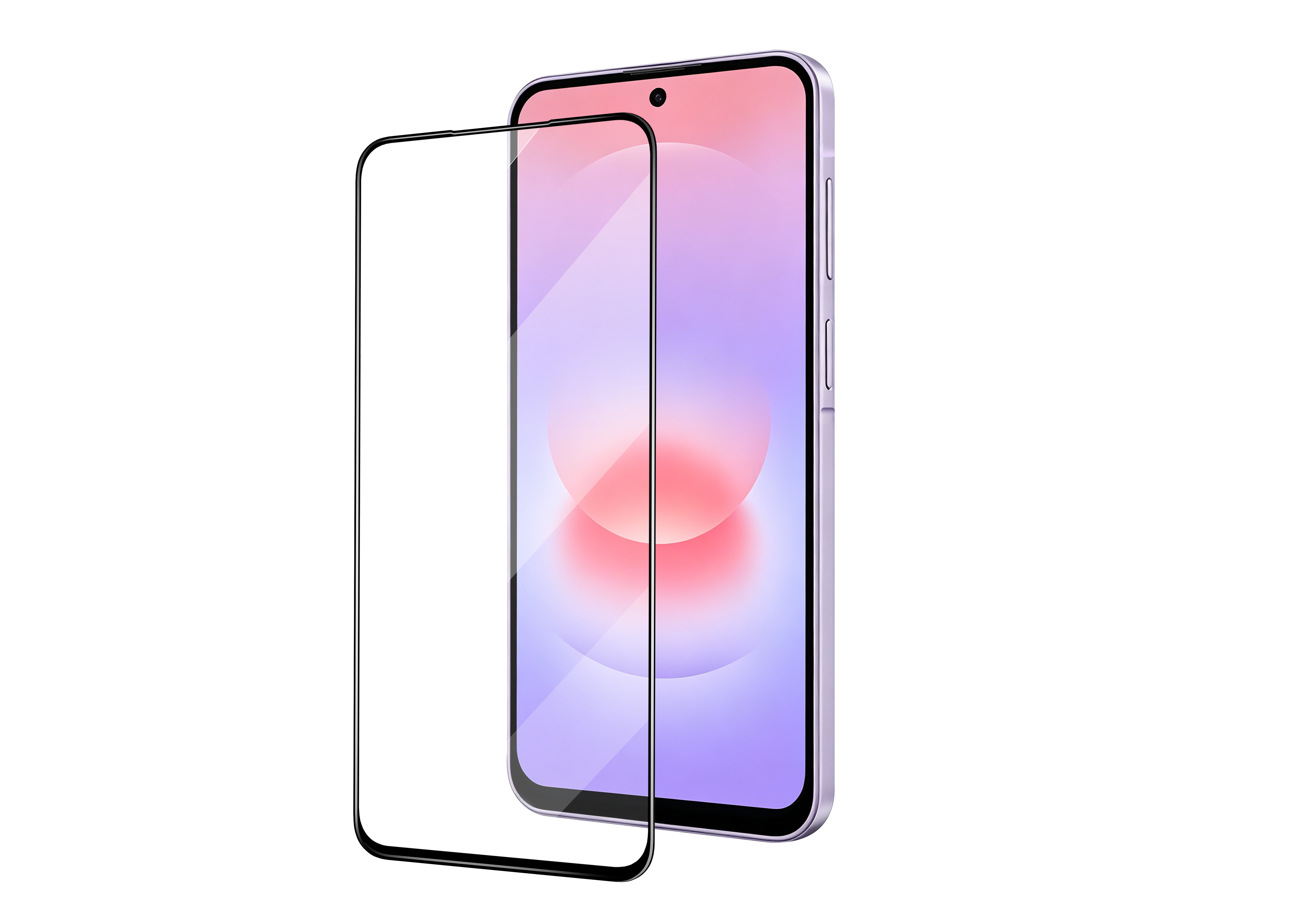 Ein Smartphone mit einem gebogenen Glasschirm Schutz vor schwarzem Hintergrund.