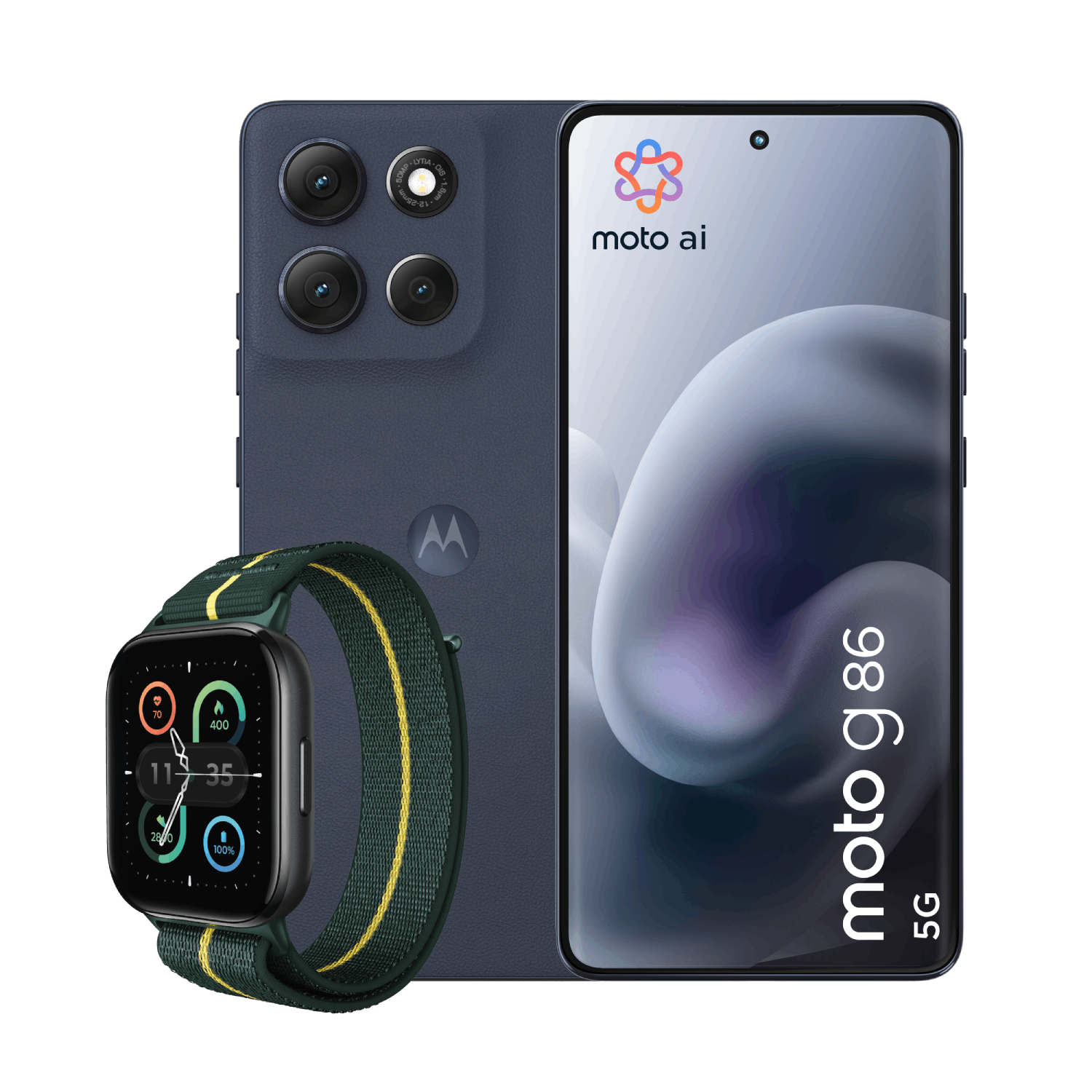Móvil - motorola G86, PANTONE Spellbound, 256GB, 8 GB RAM, 6.67", Super HD, MediaTek Dimensity 7300, 5000 mAh + Reloj Watch Fit