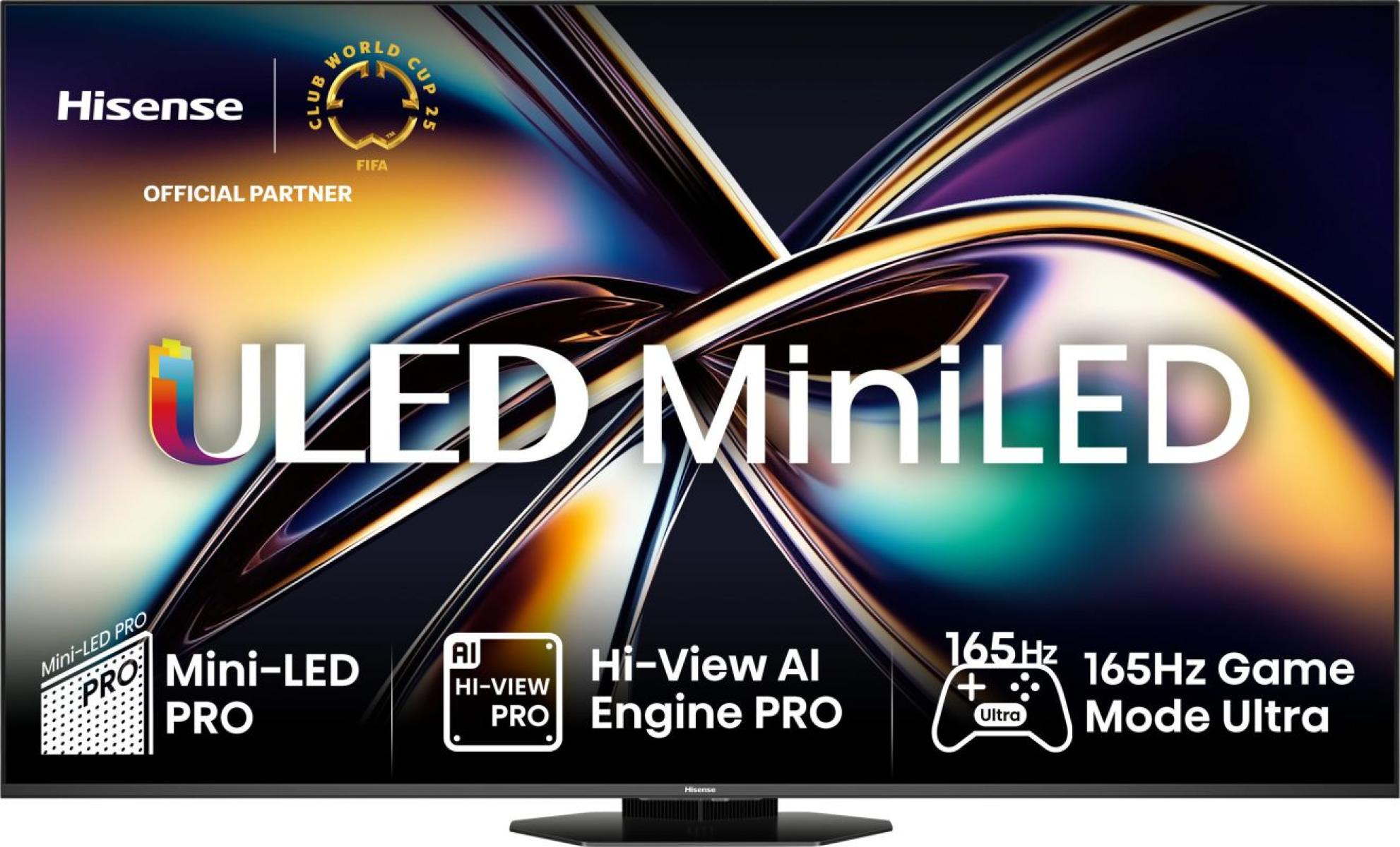 Telewizor Hisense ULED MiniLED z logo FIFA Club World Cup 25, Hi-View AI Engine PRO i 165Hz Game Mode Ultra.