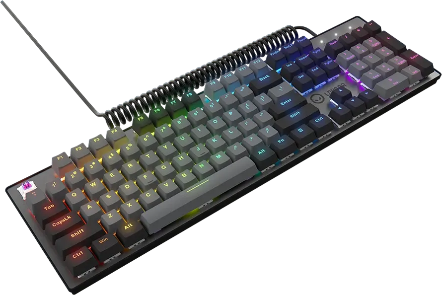 Mechanikus gamer billentyűzet testreszabható RGB háttérvilágítással és spirálkábellel.
