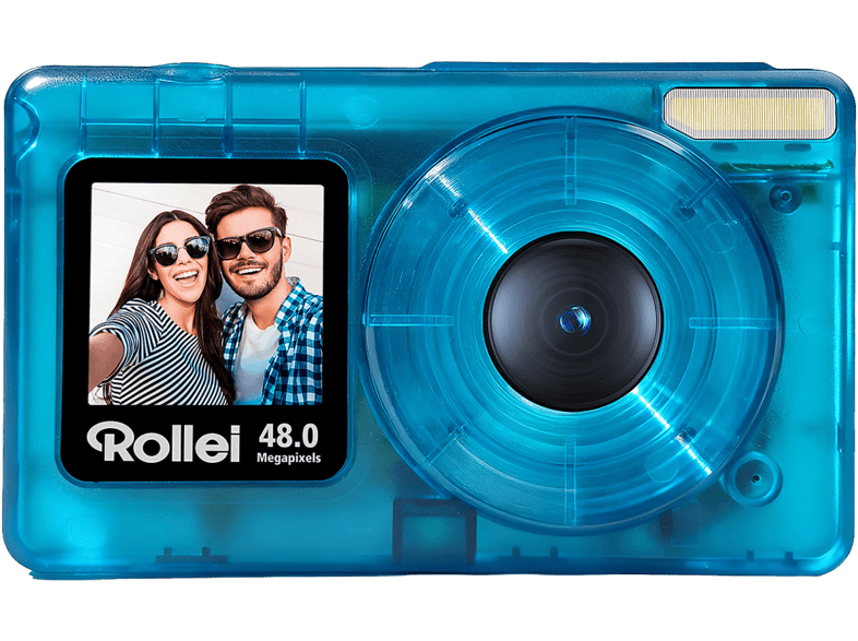 Rollei Compactline Pocket Digitalkamera, 48 MP, 4K, Blau/Transparent