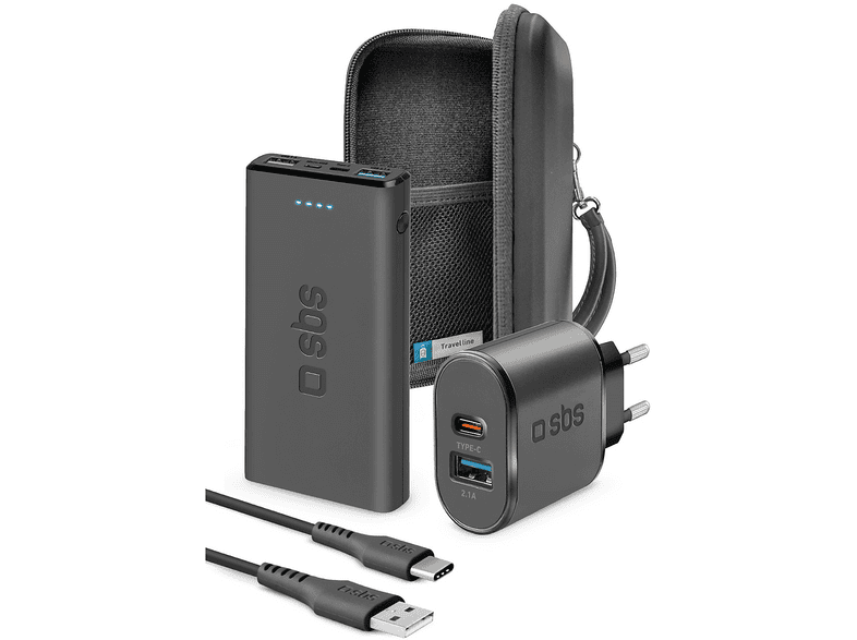 Kit Powerbank SBS 4in1 10.000 mAh, Nero