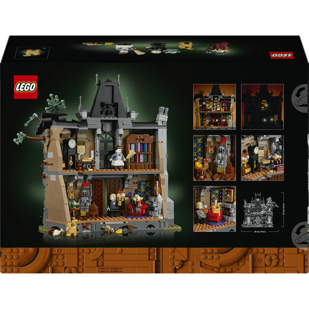 Lego-Harry-Potter-Set-Verpackung zeigt das Set "Schloss Hogwarts: Raum der Wünsche" mit Figuren und verschiedenen Szenen.