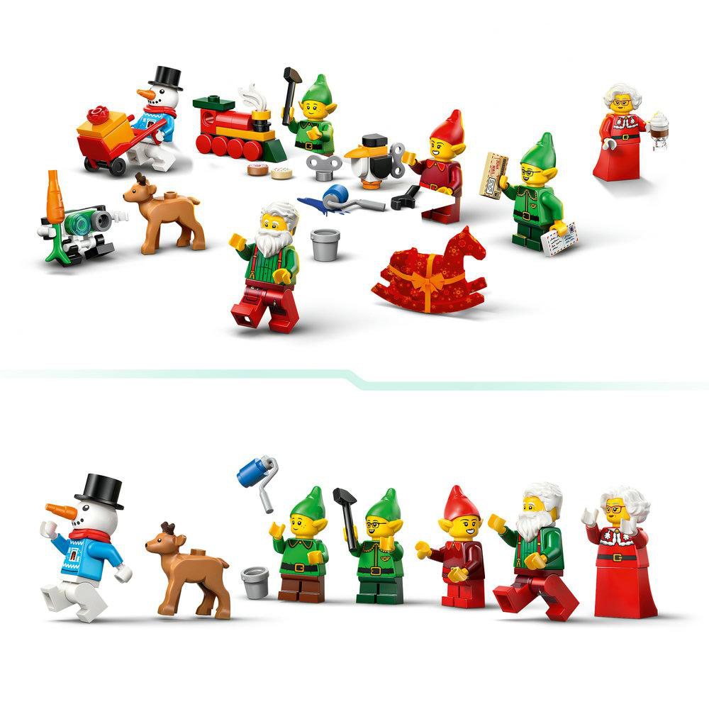 LEGO Weihnachtszapfen-Figuren inklusive Weihnachtsmann, Elfen, Schneemann und Rentier.