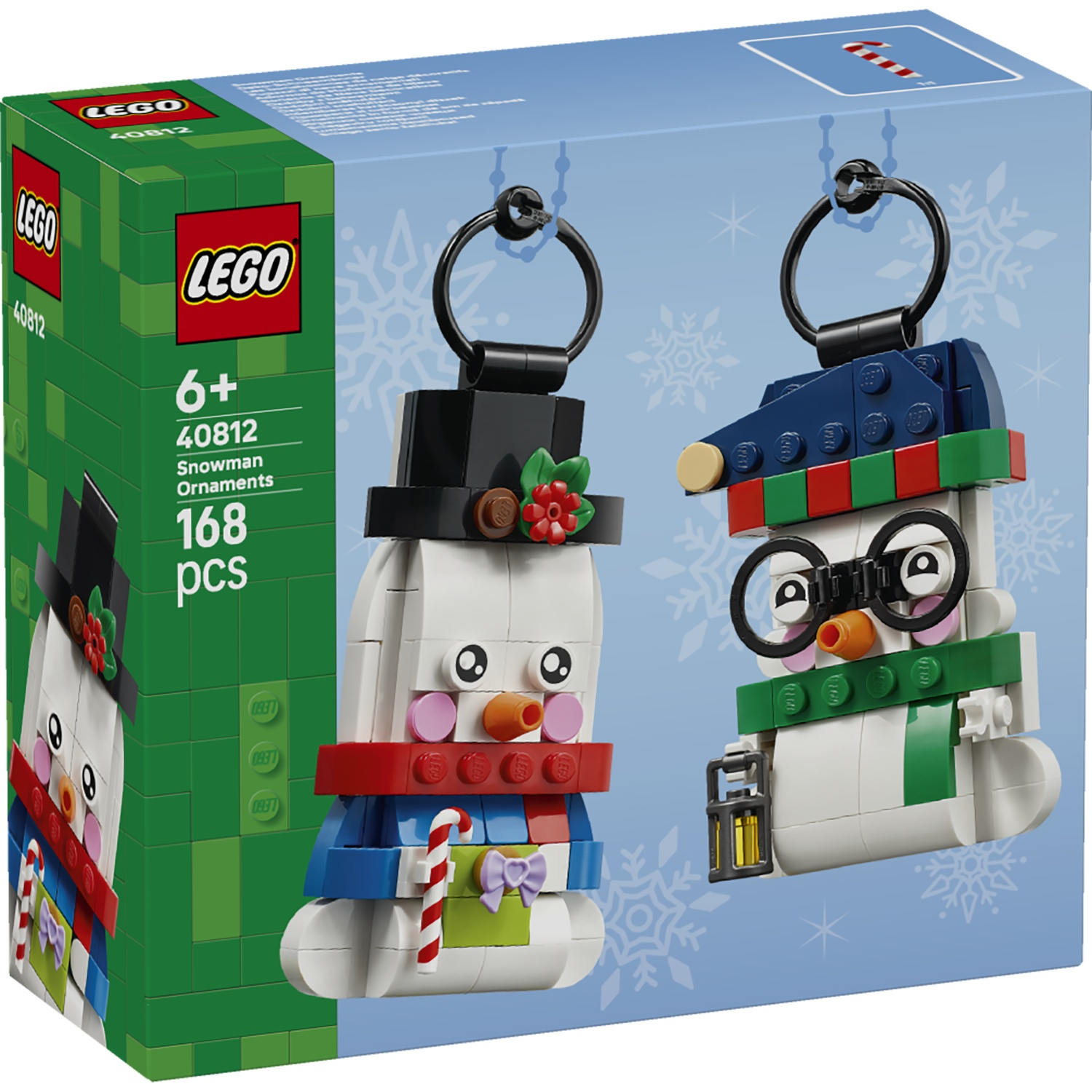 Lego Sneeuwpop ornamenten 40812 doos met twee bouwbare sneeuwpop ornamenten.