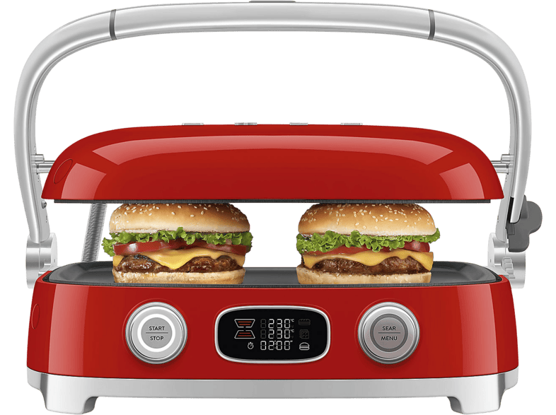 Smeg MGF01RDEU 50’s-Style Multifunktion-Kontaktgrill, Rot