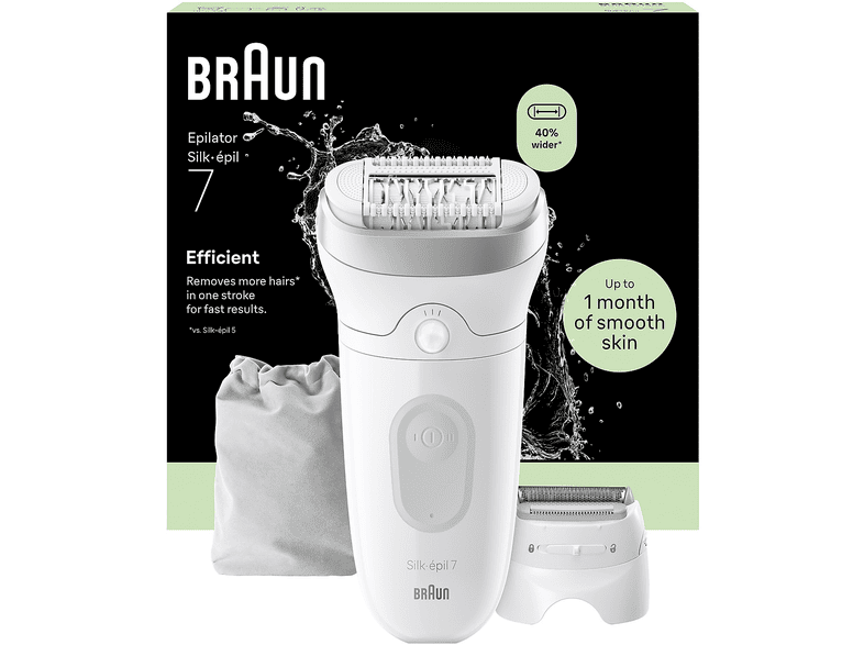 EPILATORE BRAUN LEGEPIL SE7-041, 2 x velocità, Autonomia di 40 min, Accumulatore, Ricarica in 60 min ARGENTO