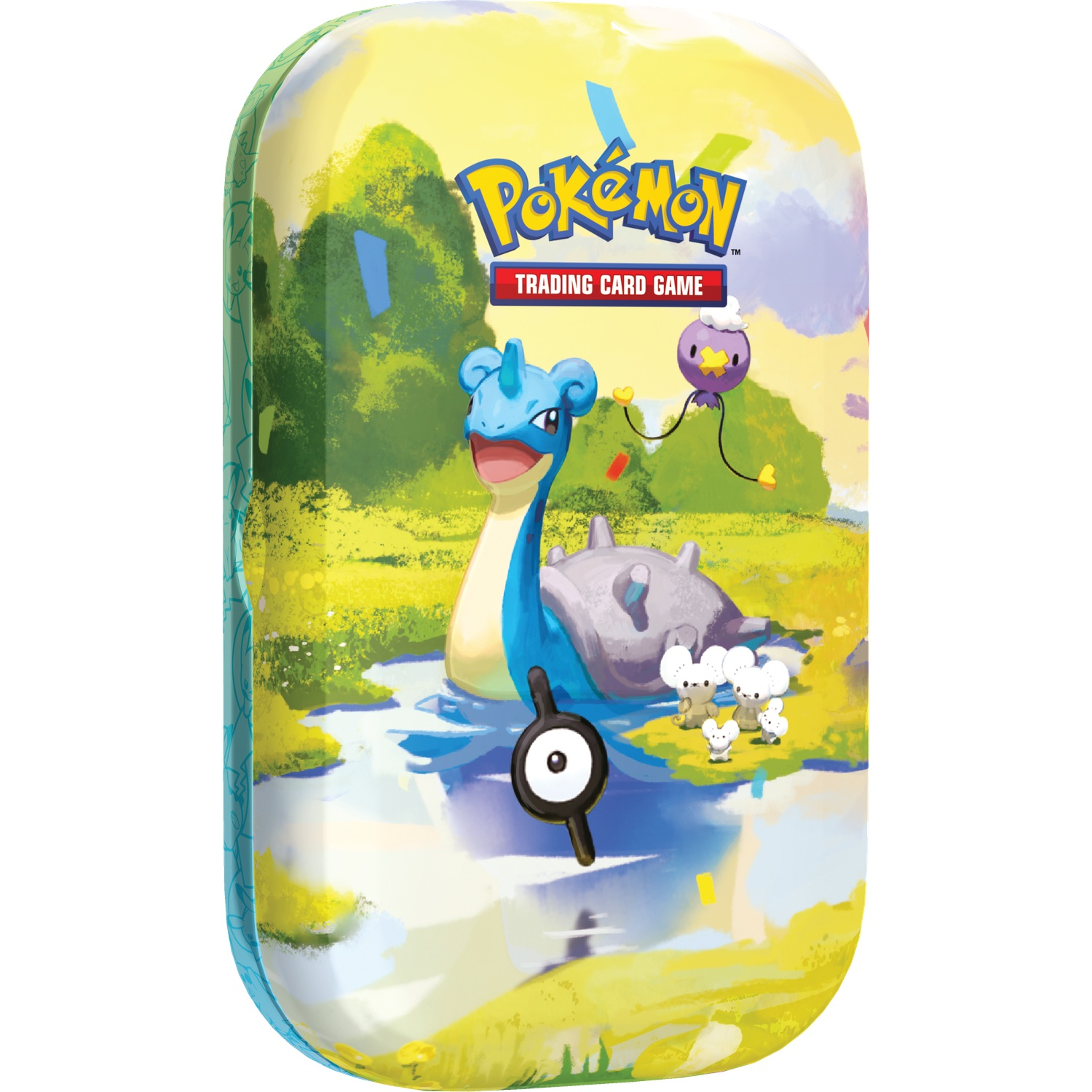 Pokémon Trading Card Game blik met Lapras en andere Pokémon in een kleurrijk natuurlandschap.