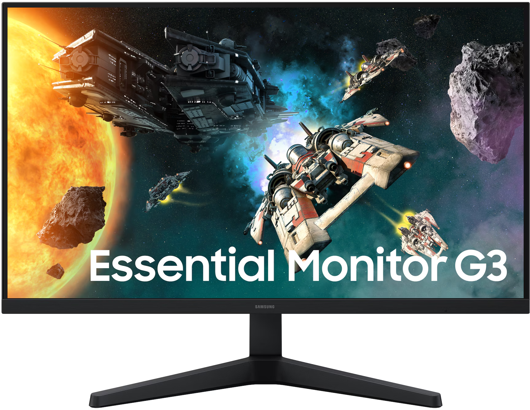 Egy Essential G3 monitor űrcsatát jelenít meg űrhajókkal és aszteroidákkal.