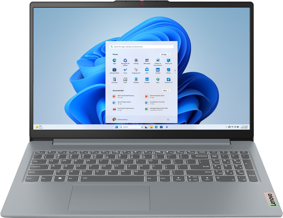 LENOVO IdeaPad Slim 3i 83L70W4AHV Szürke Laptop (15,6" FHD/Core 3/8GB/512 GB SSD/Win11H)