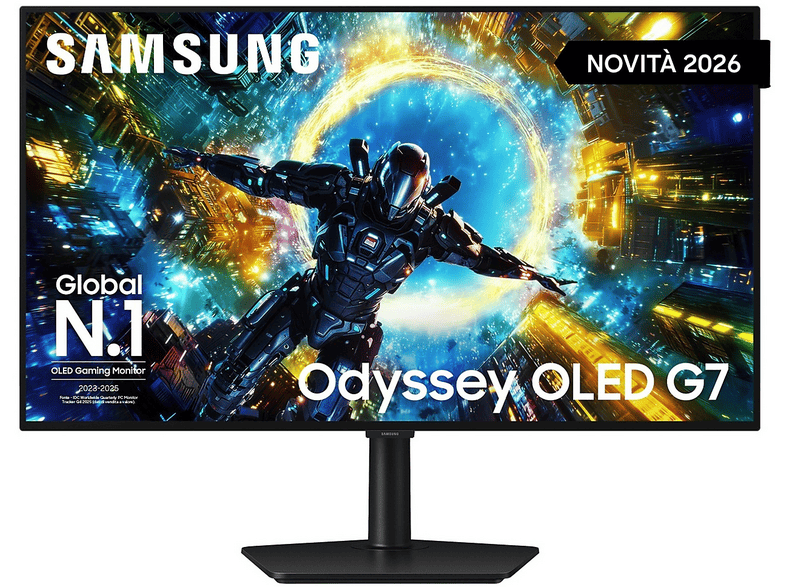 SAMSUNG Odyssey OLED G7 - G73SH MONITOR, 32 ", UHD 4K, 3840 x 2160 Pixel, tempo di risposta 0,03 ms, refresh rate 330 Hz