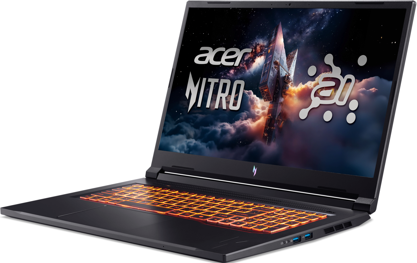 Ordinateur portable Acer Nitro avec clavier éclairé et fond d'écran spatial.