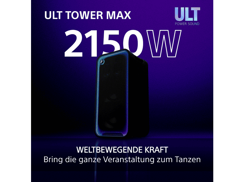 Sony Sony ULT Tower max – Großer Bluetooth-Party-Lautsprecher, Partybox – Schwarz; Party Lautsprecher — Foto 2 von 5