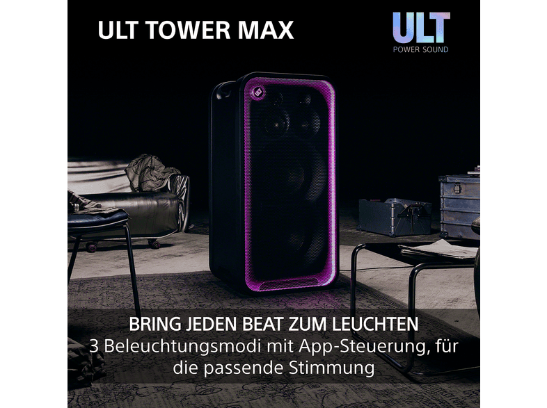 Sony Sony ULT Tower max – Großer Bluetooth-Party-Lautsprecher, Partybox – Schwarz; Party Lautsprecher — Foto 5 von 5
