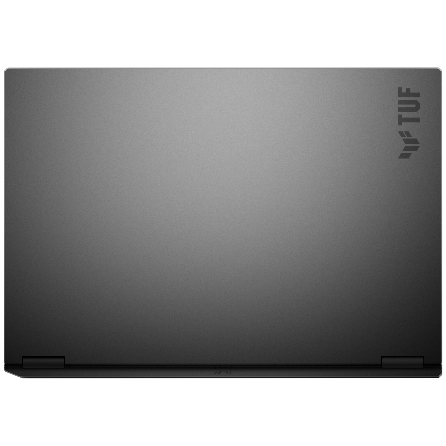 Dark grey laptop lid with TUF logo in the top right corner.