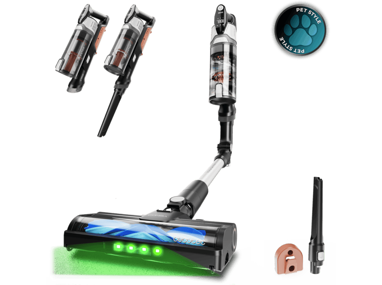 Aspirador escoba - Cecotec Conga Rockstar S30 Flex, 240 W, 80 AW, 20 kPa, Cepillo Hairless, Tubo flexible, Hasta 45 min, Multicolor