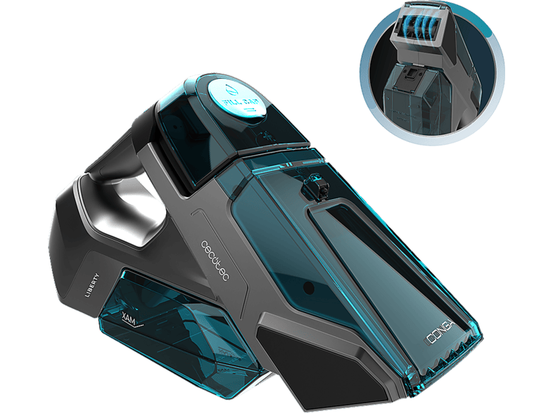 Aspirador de tapicerías - Cecotec Conga MotorHand Carpet&Spot Clean 2000 Max, 90 W, Cepillo motorizado, 25 min autonomía, Doble depósito, Gris