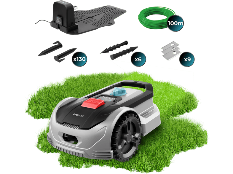 Robot cortacésped - Cecotec Conga GrassHopper 300 Max, Hasta m², Motor Digital Brushless, Corte de 20-50 mm, Pendiente 27%, Sensor lluvia, Gris