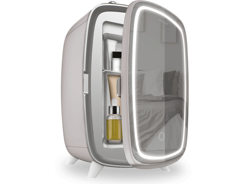 Nevera de cosméticos - Cecotec CoolingBeauty 6000 Mirror Rose Elite, 6 L, espejo, Luz LED con 3 intensidades,