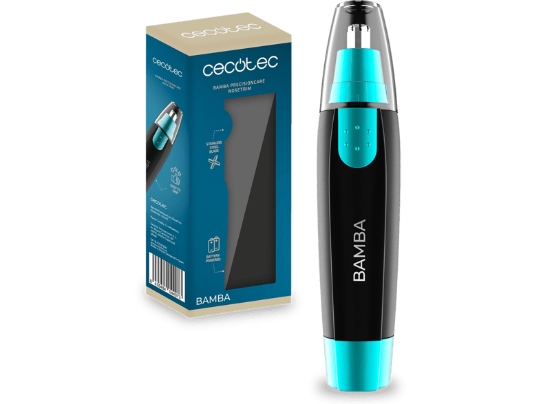 Barbero - Cecotec PrecisionCare NoseTrim Elite, Cuchilla de acero inoxidable, Diseño ergonómico, A pilas, Negro