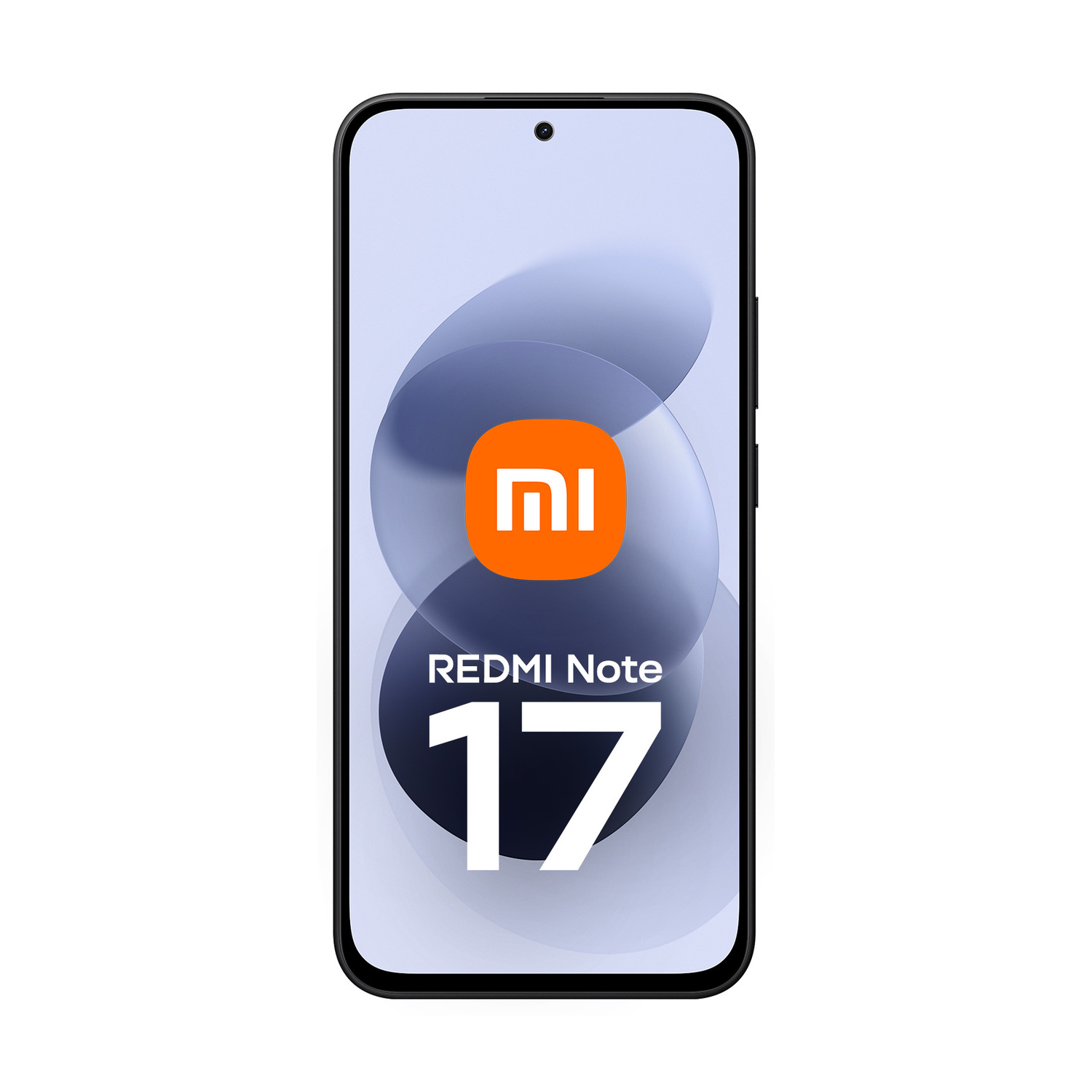 Uno smartphone Redmi Note 17 con logo Xiaomi arancione e il numero 17 sullo schermo.