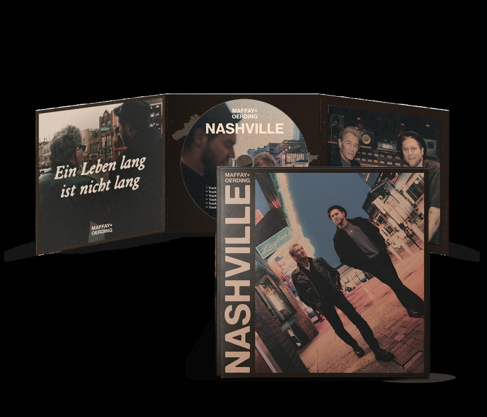Open CD digipak of 'Nashville' by Maffay and Oerding with photos and the CD.