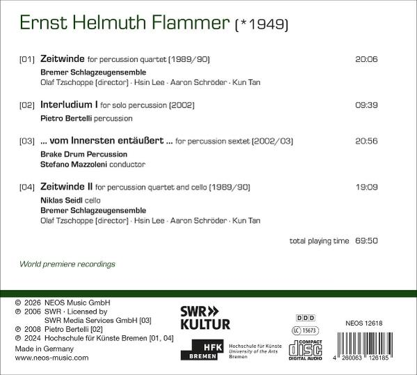 Rückseite der CD mit Trackliste von Ernst Helmuth Flammer und musikalischer Besetzung.