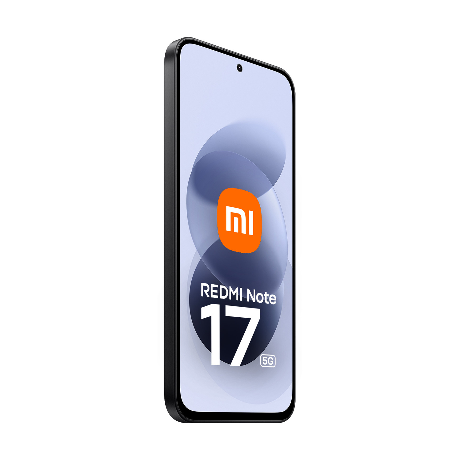 Uno smartphone nero Redmi Note 17 5G di profilo, con il logo MIUI e il numero 17 sullo schermo.