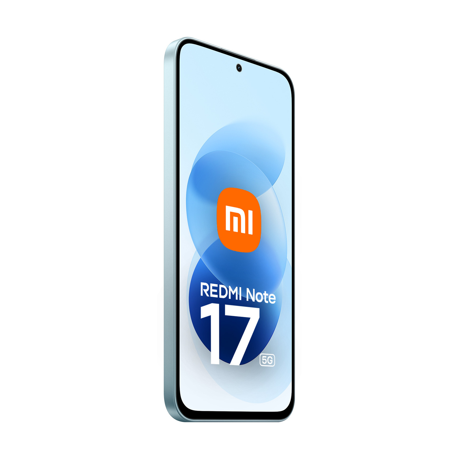 Uno smartphone azzurro con il logo Redmi Note 17 5G sullo schermo.