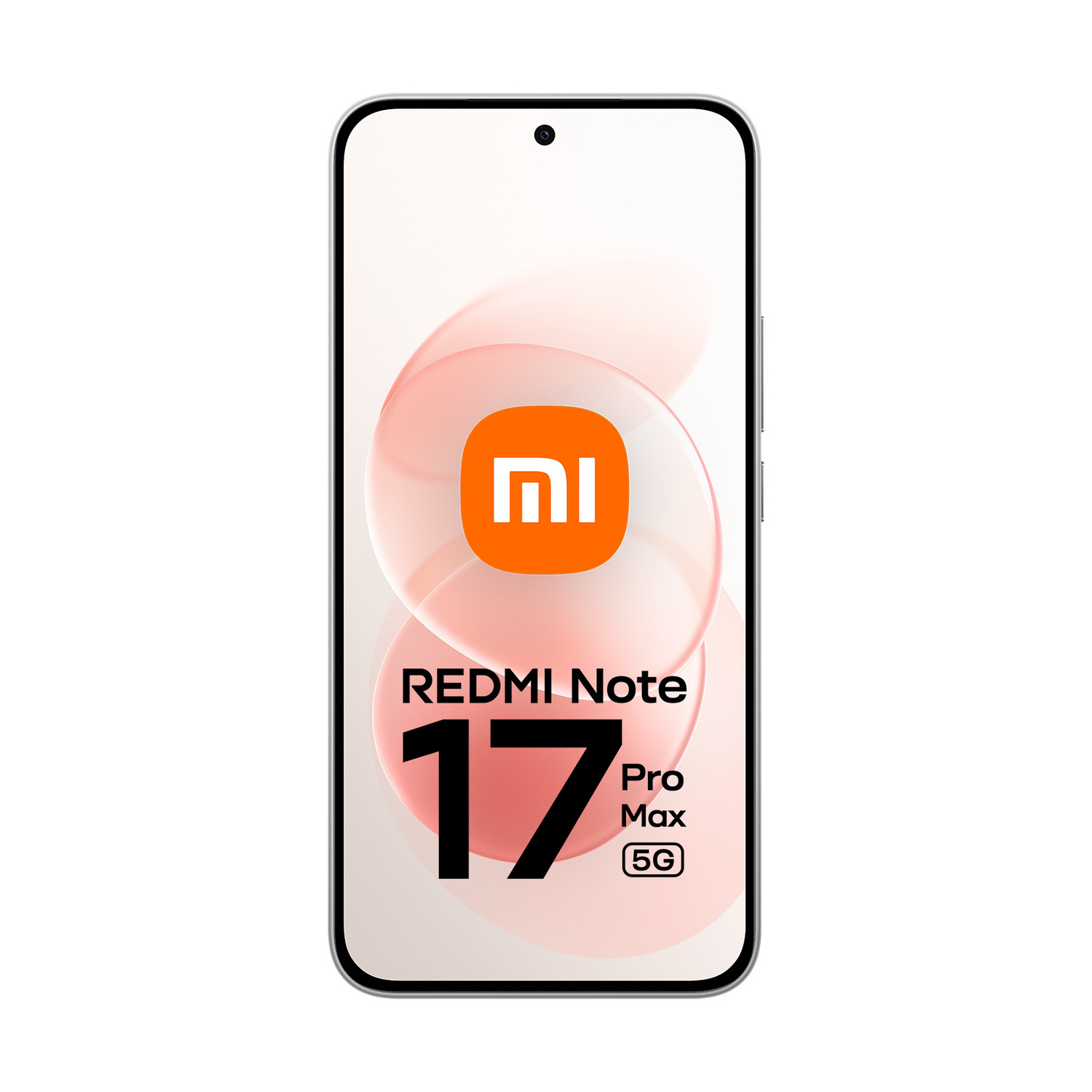 Smartphone con il testo Redmi Note 17 Pro Max 5G e il logo Xiaomi sullo schermo.
