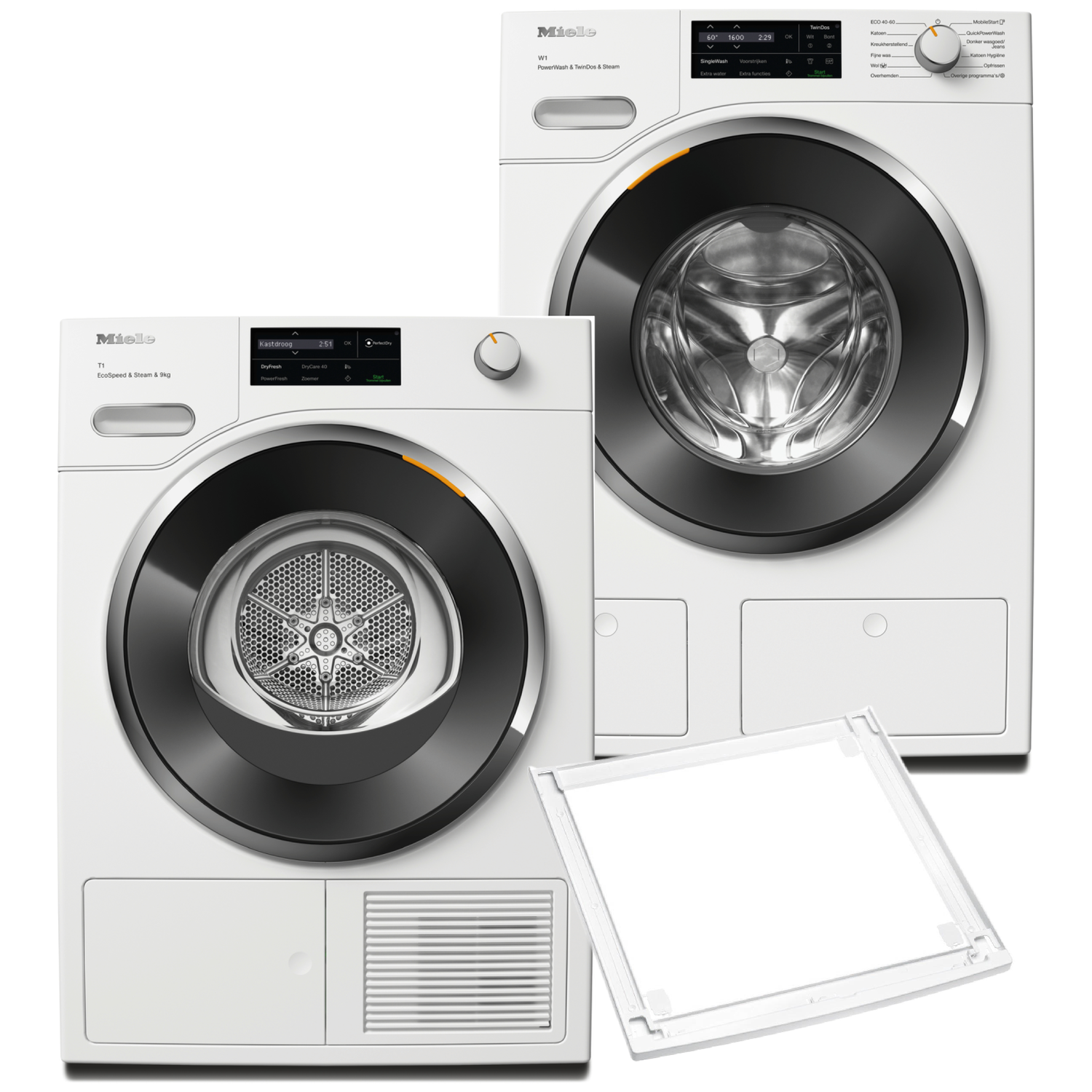 Miele Twl 780 Wp Wwj 880 Wcs Wasmachine & Droger Met Stapelkit Bundel