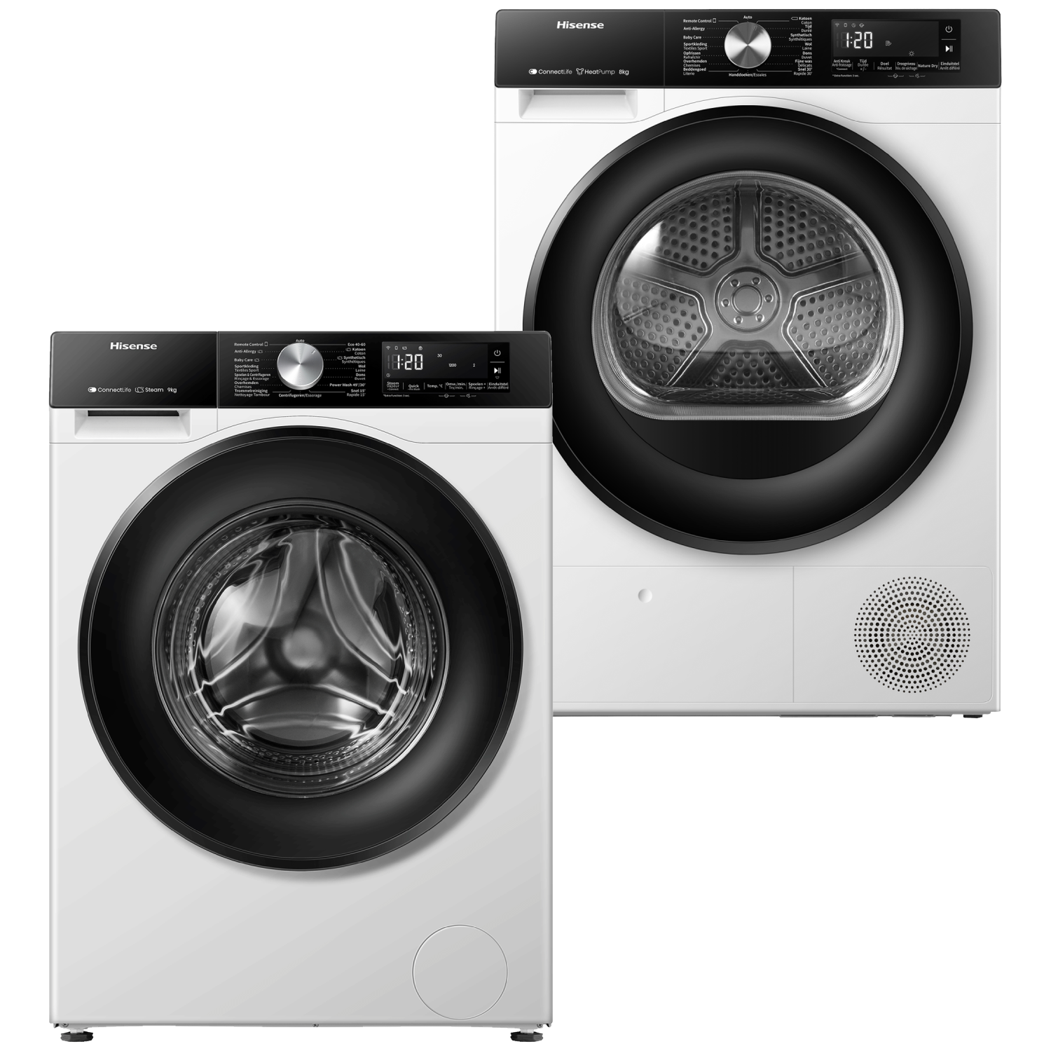 Hisense Wf3s8043bw3/blx Hisense Dh3s802bw3 Wasmachine & Droger Bundel