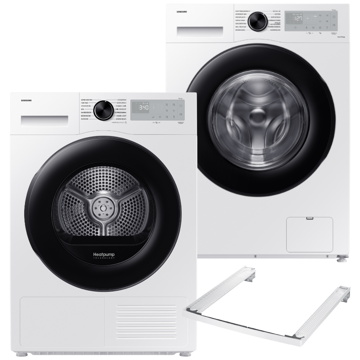 Samsung Ww80cgc04aahen Samsung Dv90dg52a0ahen Wasmachine & Droger Met Stapelkit Bundel