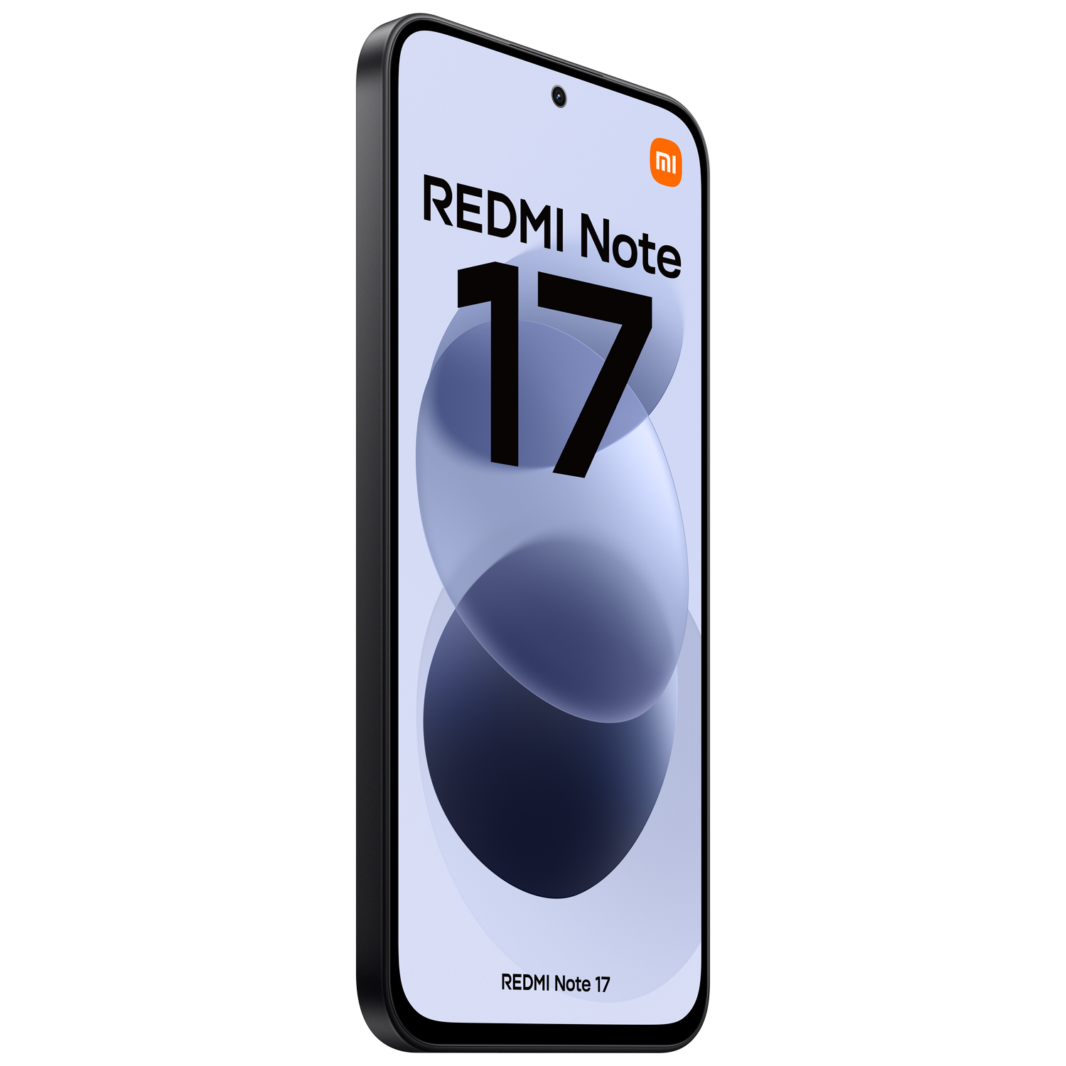 Smartphone negro Redmi Note 17 con fondo claro sobre fondo negro.