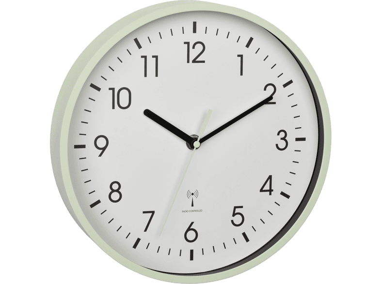 TFA Analoge Funk-Wanduhr, Mint/Weiß
