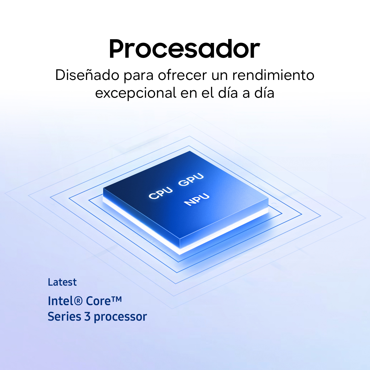 Procesador Diseñado para ofrecer un rendimiento excepcional en el día a día Latest Intel® Core™ Series 3 processor.