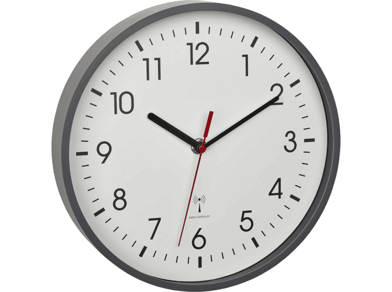 TFA Dostmann 60.3550.10 Funk Wanduhr 24.5 cm x 42 mm Grau