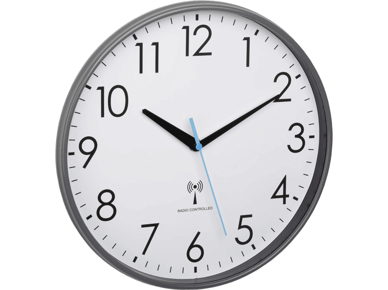 TFA Analoge Funk-Wanduhr, Grau/Weiß