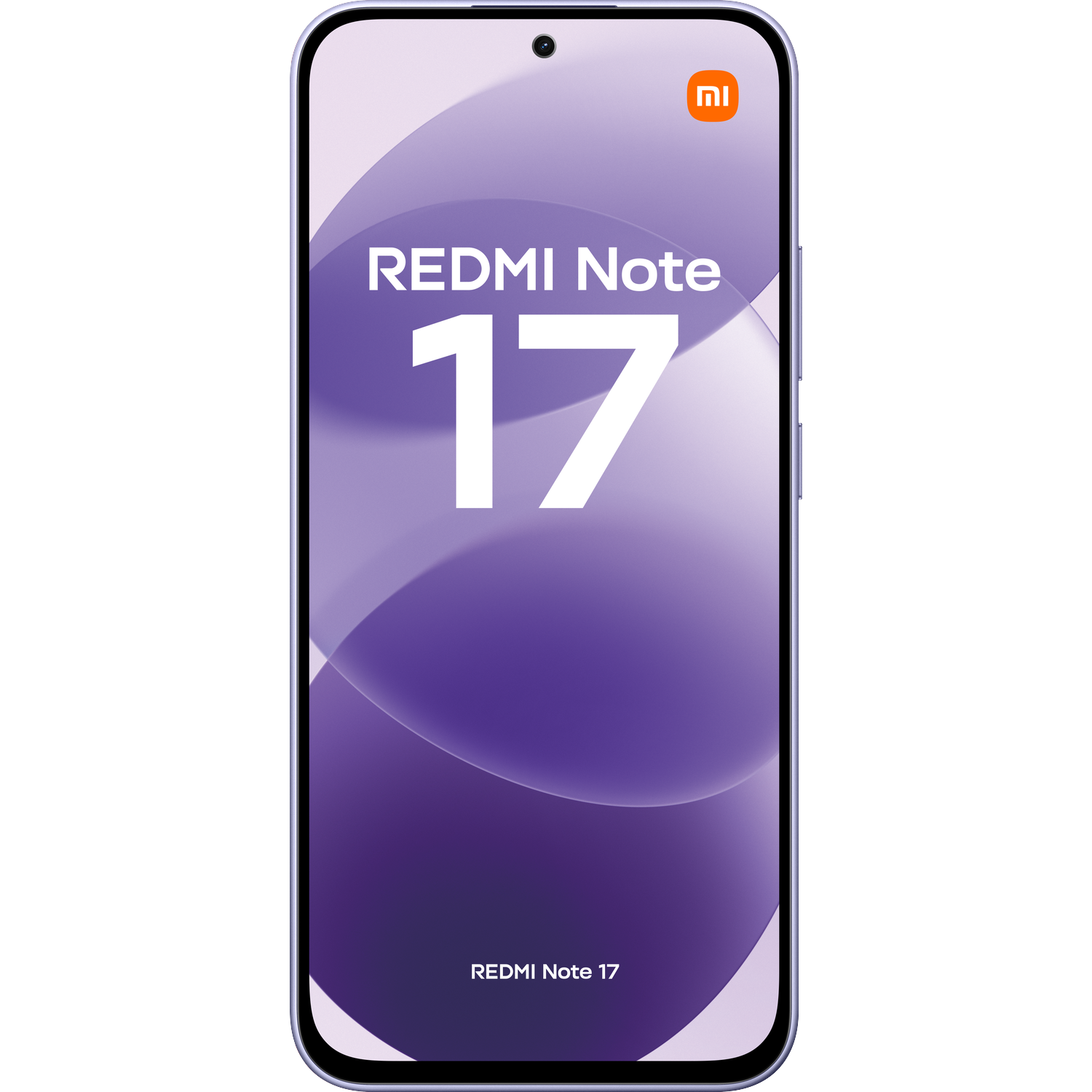 Front view of a Redmi Note 17 smartphone displaying a purple abstract background on screen.
