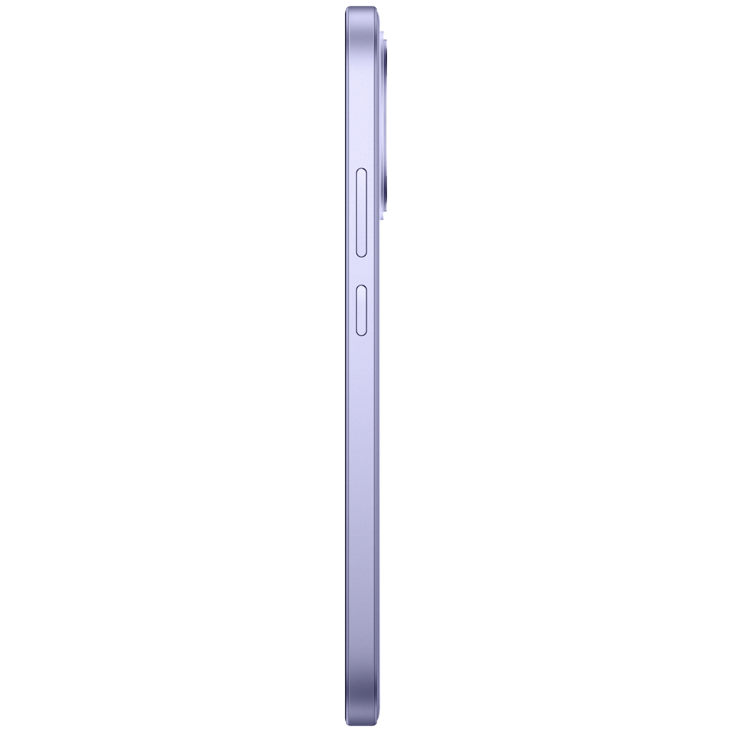 Side profile of a purple smartphone featuring two physical buttons against a black background.