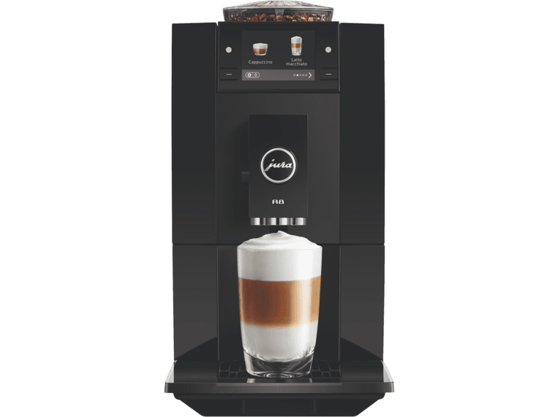 Jura 15736 A8 Kaffeevollautomat (Piano Black, P.A.G.3 Mahlwerk, 15 bar, Milchschlauch)