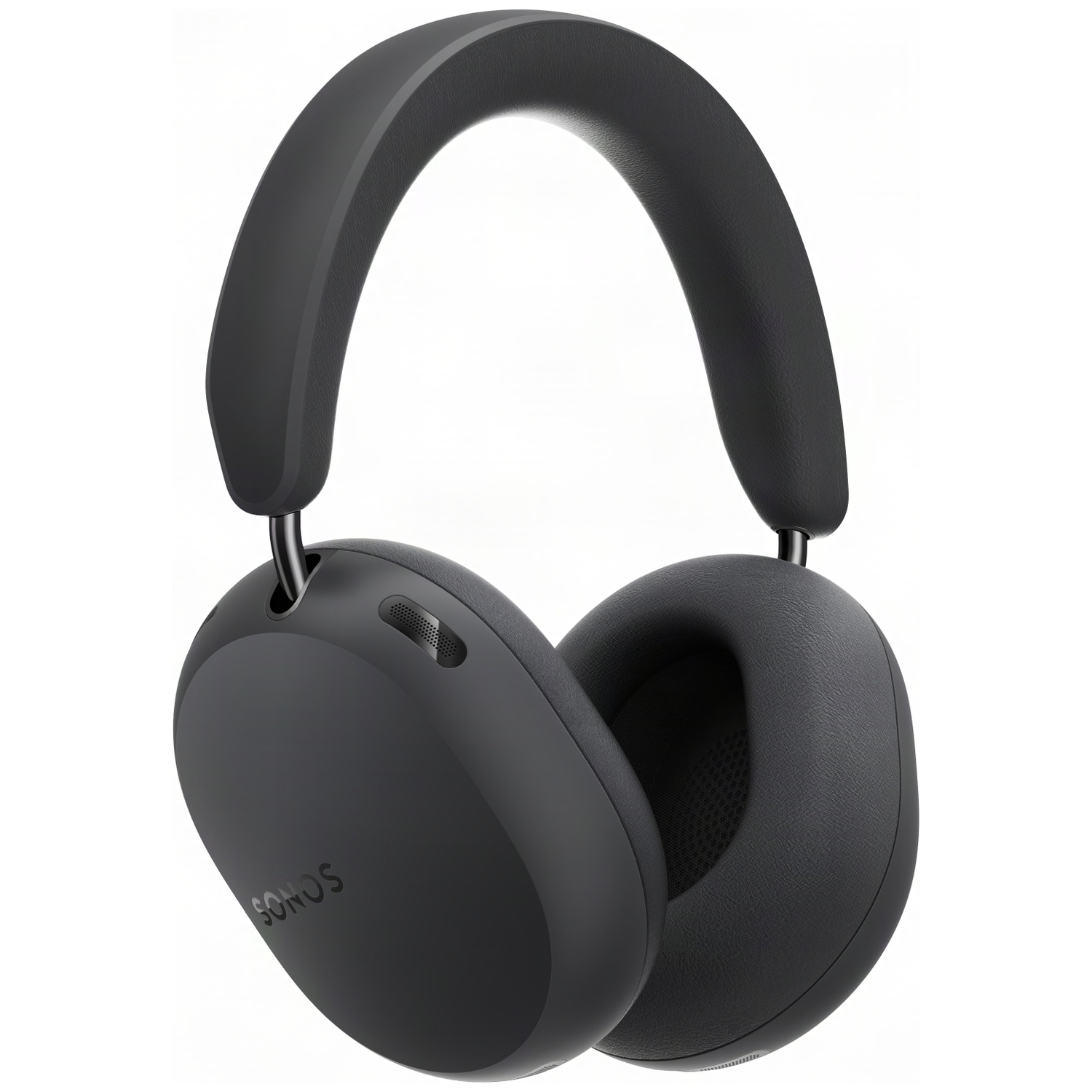 Zwarte Sonos over-ear koptelefoon met gewatteerde hoofdband en oorschelpen op witte achtergrond.