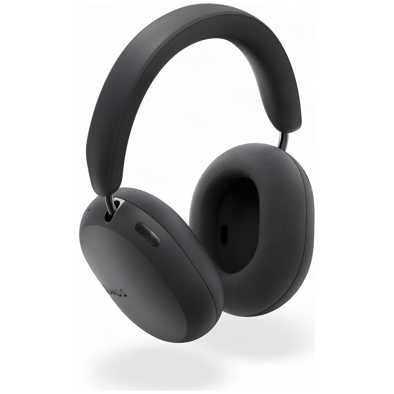 Zwarte over-ear hoofdtelefoon met gevoerde hoofdband en oorschelpen op een lichte achtergrond.