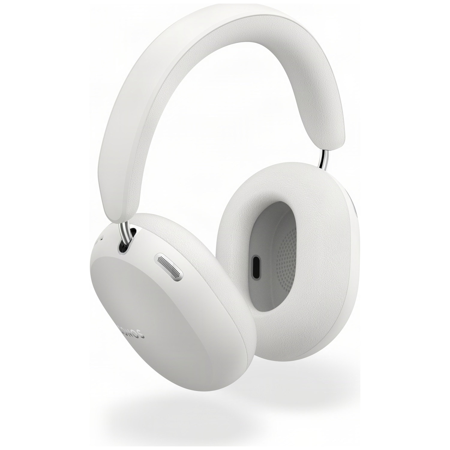 Witte over-ear koptelefoon met gevoerde oorschelpen en hoofdband tegen een witte achtergrond.