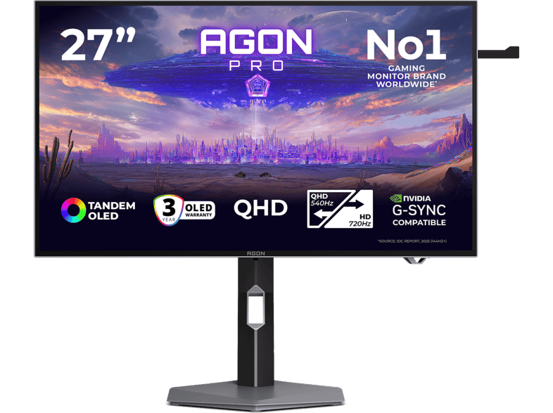 AOC AGP277QKDC 26,5 Zoll Monitor, QHD, 0,03 ms Reaktionszeit, 720 Hz, Grau