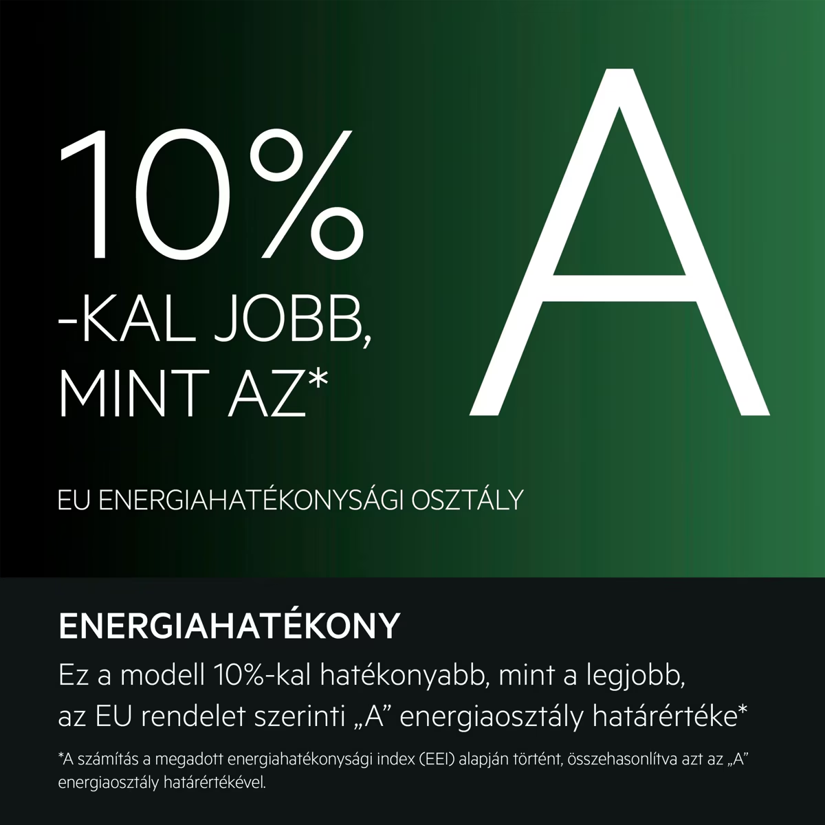 Zöld energiacímke: 10%-kal jobb, mint az A osztály.